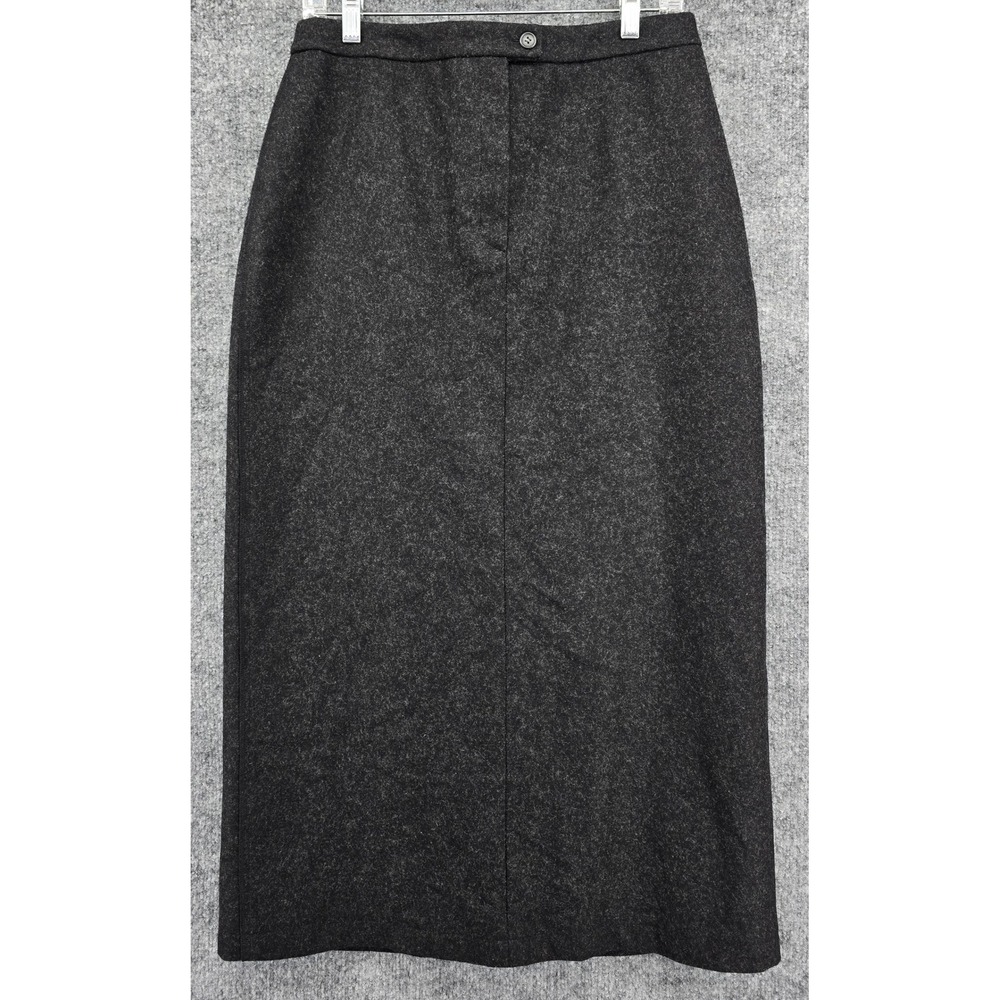 Vtg Jones New York Country Wool Skirt Women 10 Charcoal  Midi Slit Heritage 90s